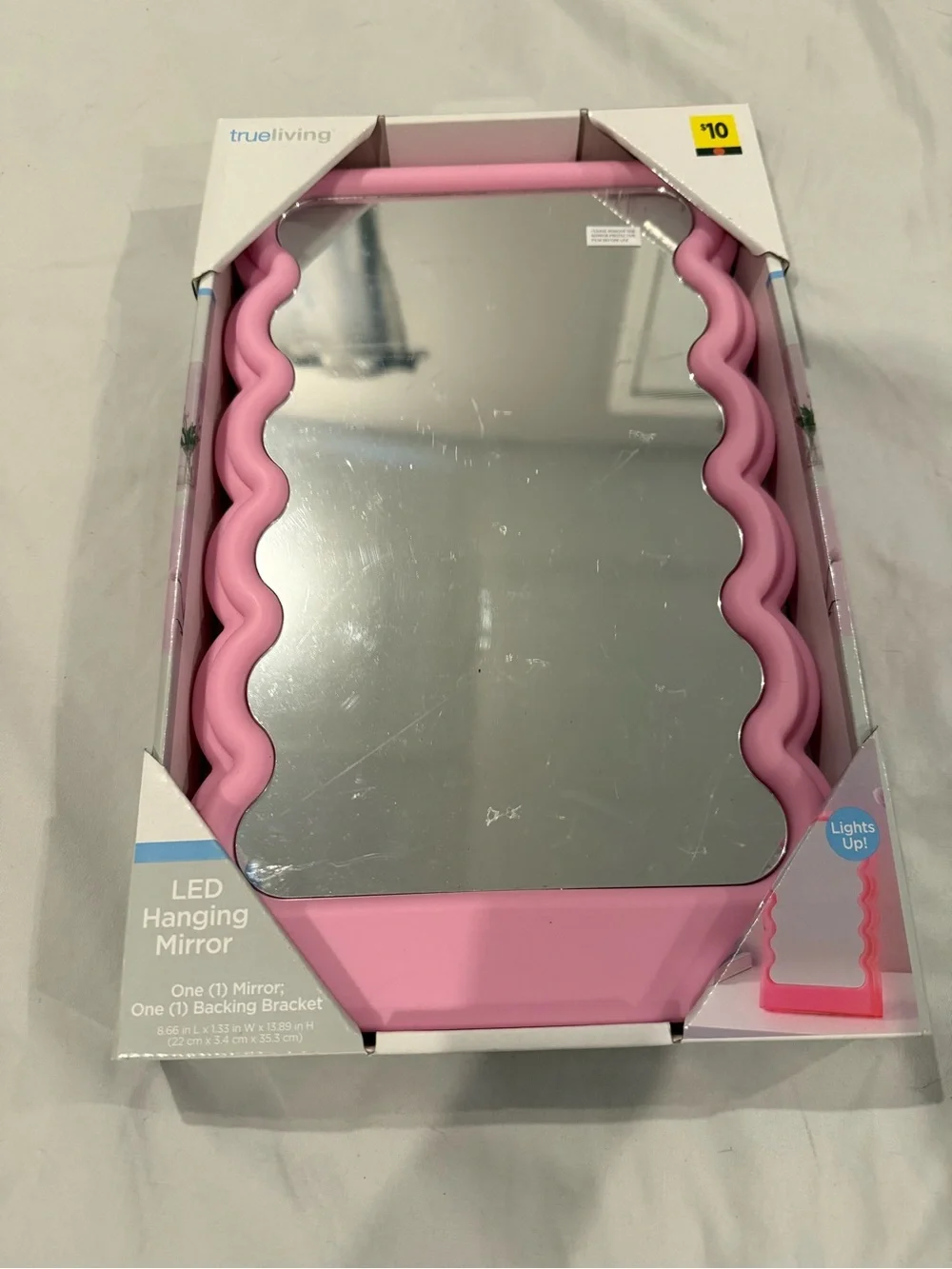 Kids Pink Wavy LED Hanging Mirror